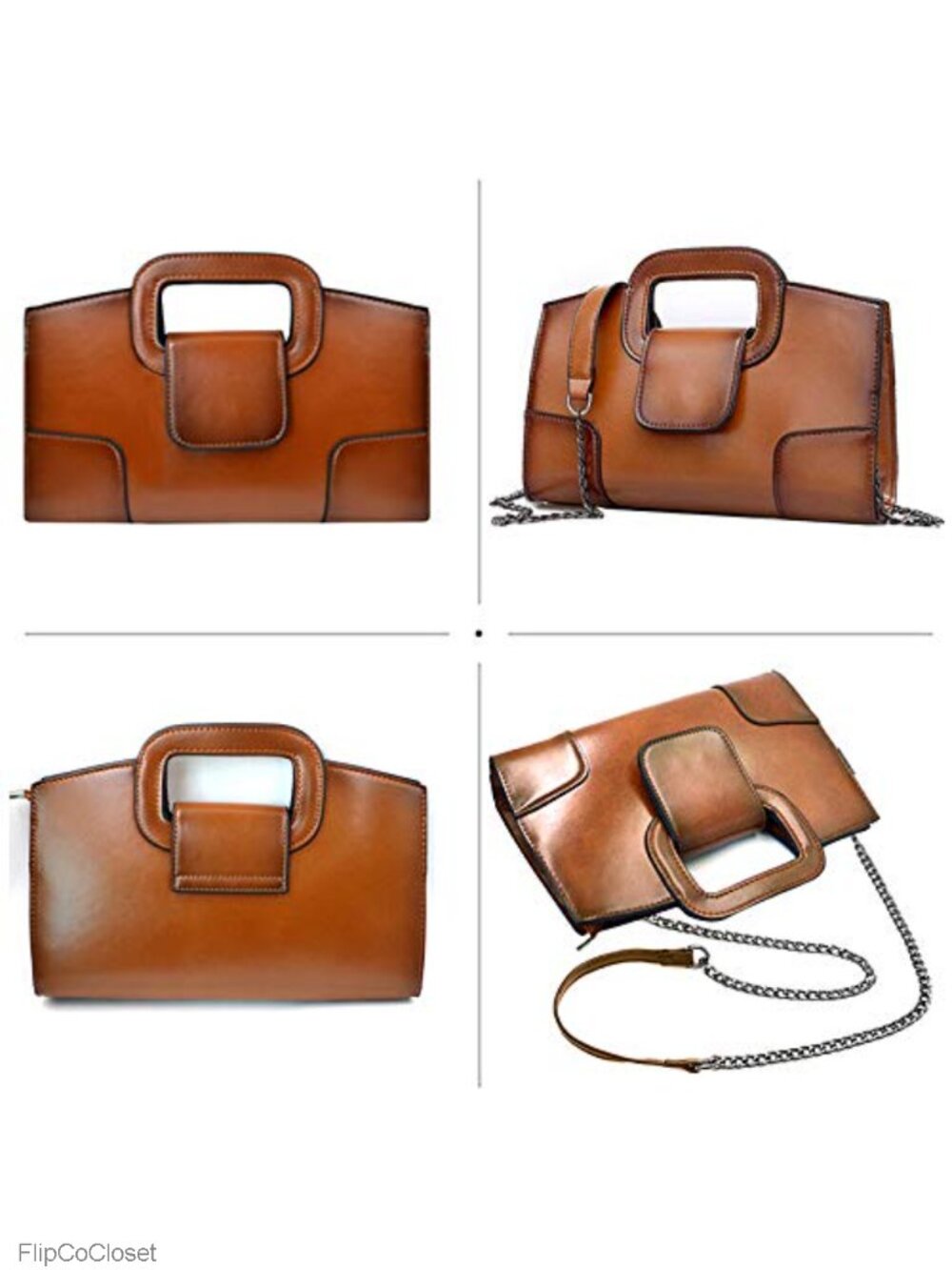 Patent PU Leather Vintage Satchel Top Handle Tote Clutch Shoulder Bag - Picture 3 of 6